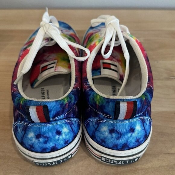 Tommy Hilfiger Tie Dye Multi-Color Canvas Foam Insert Lace Up Hippie Shoes - Picture 2 of 6